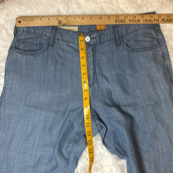 Anthropologie Pilcro Chambray Tencel Linen Wide Leg Pant 30" Mid Rise Pockets - Picture 5 of 12